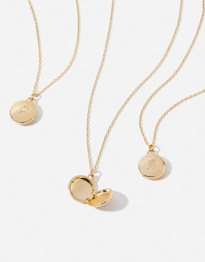 Gold-Plated Initial Locket Necklace , Gold (GOLD), large