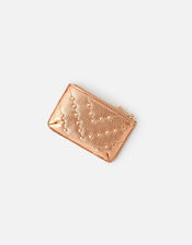 Quilt Studded Card Holder, Gold (ROSE GOLD), large