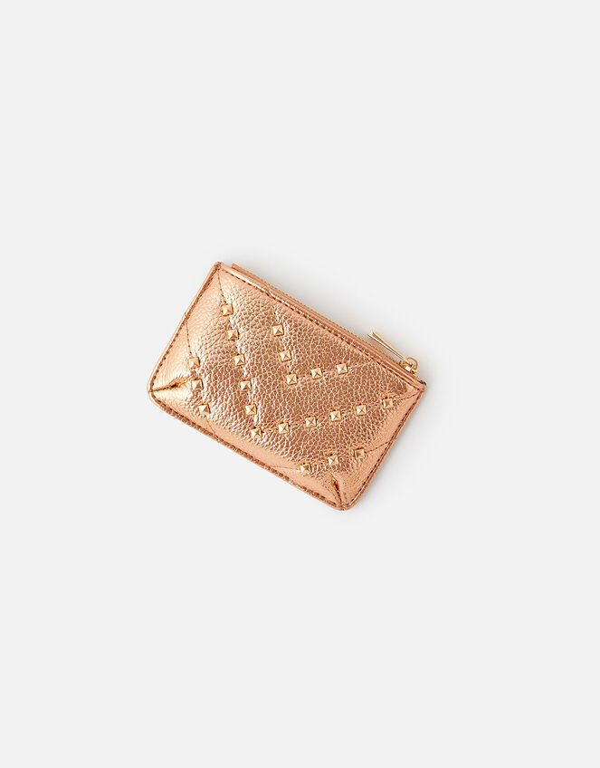 Quilt Studded Card Holder, Gold (ROSE GOLD), large