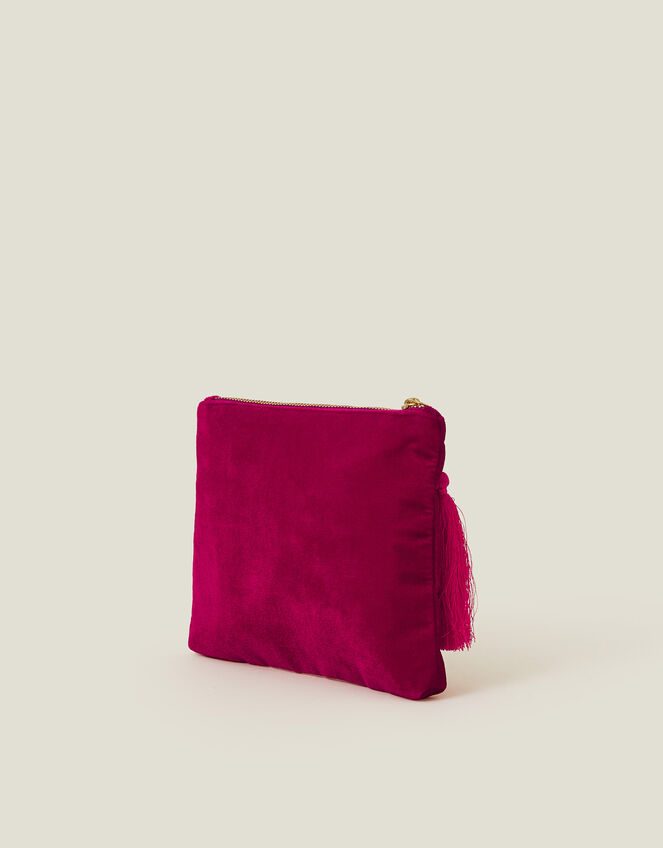 Embellished Hummingbird Velvet Pouch, , large
