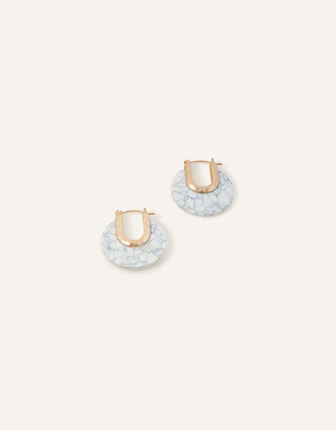 Marble Resin Circle Earrings , , large