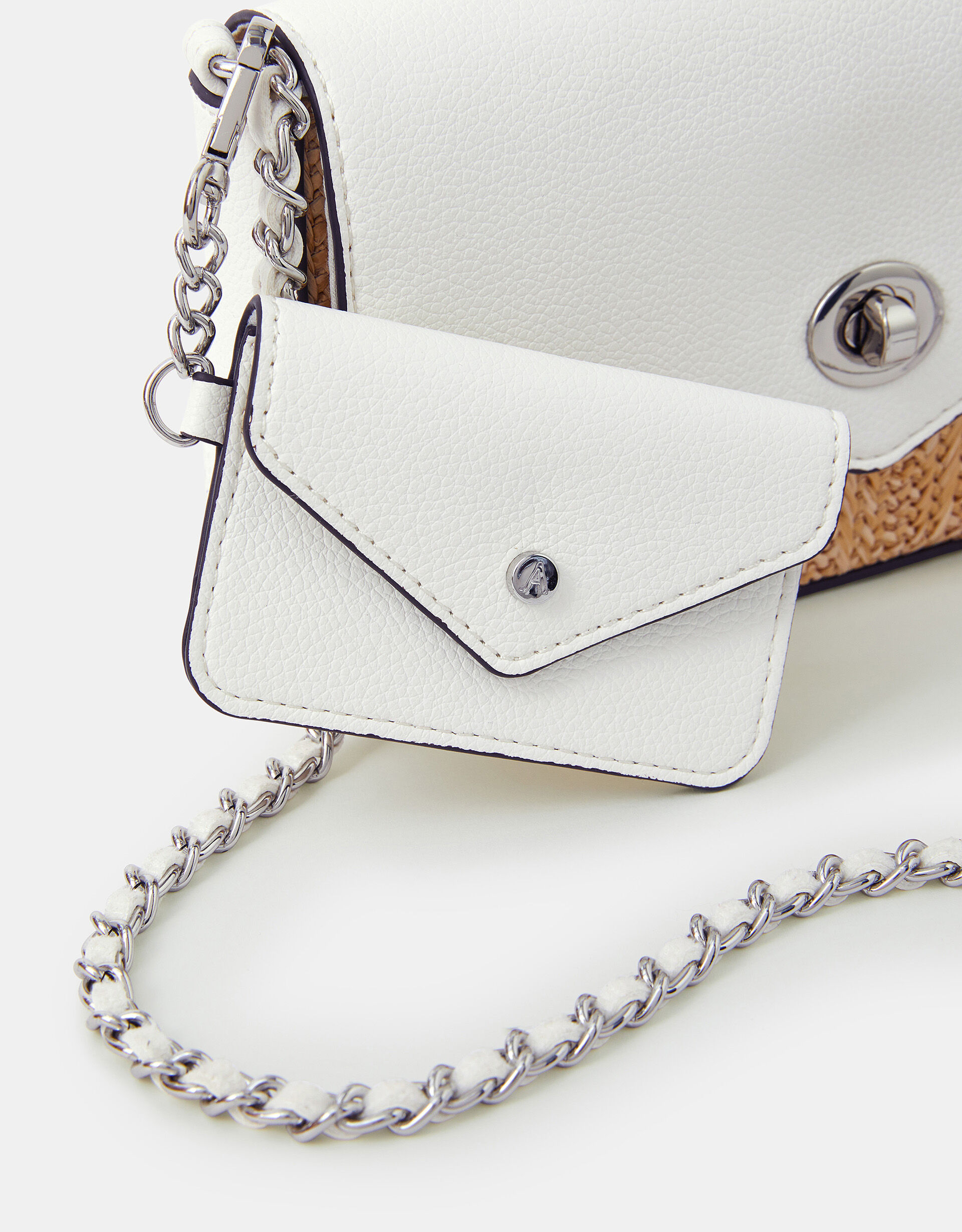 ★athe★ MERINGUE Silver l Chain Raffia Crossbody Bag S Metallic Raffia Bag Silver Raffia … curated on LTK