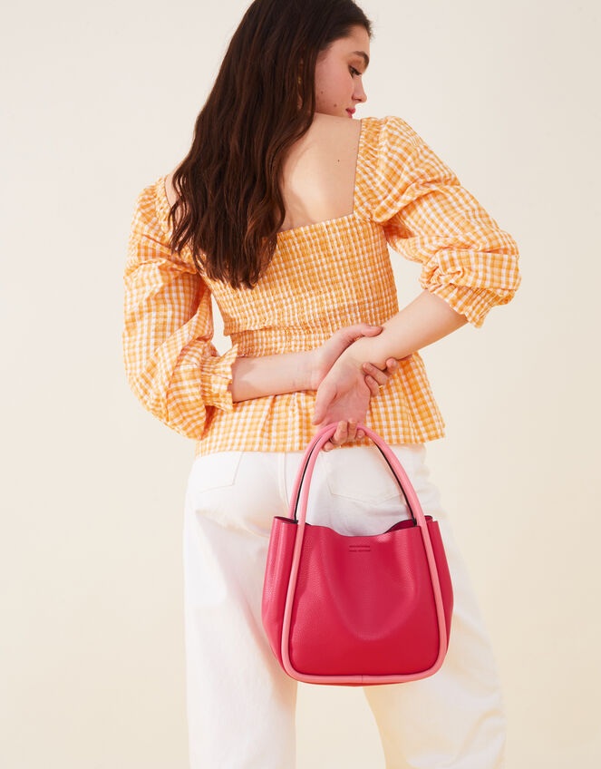 Contrast Pipe Handheld Bag, Pink (PINK), large