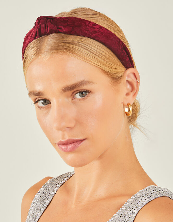 Silky Leopard Print Knot Headband, , large