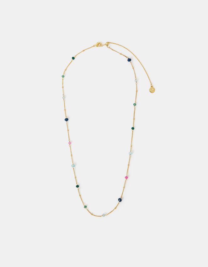 14ct Gold-Plated Beaded Station Necklace, , large