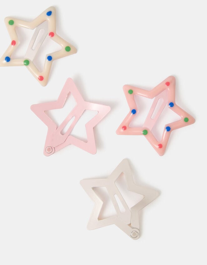 4-Pack Girls Spotty Star Hair Clips, , large