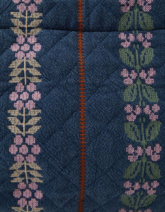 Tapestry Quilted Denim Shopper Bag, , large