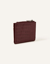 Faux Croc Zip Cardholder, Red (BURGUNDY), large