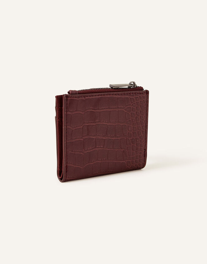 Faux Croc Zip Cardholder, Red (BURGUNDY), large