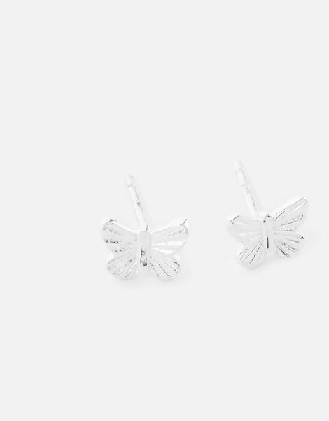 Sterling Silver Butterfly Stud Earrings, , large