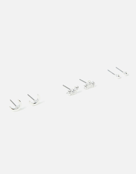 Star Moon Stud Set of Three, , large