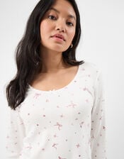 Printed Pointelle Long Pyjamas Set, Ivory (IVORY), large