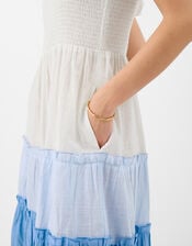 Colour Block Frill Maxi Dress, Blue (BLUE), large