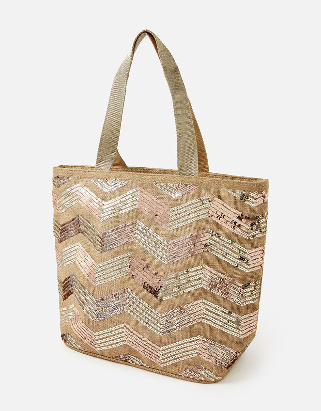 Chevron Sequin Tote Bag, , large