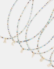 14ct Gold-Plated Beaded Initial Pendant Necklace, Multi (MULTI), large