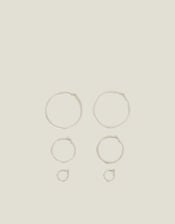 3-Pack Hoop Earrings, Silver (SILVER), large