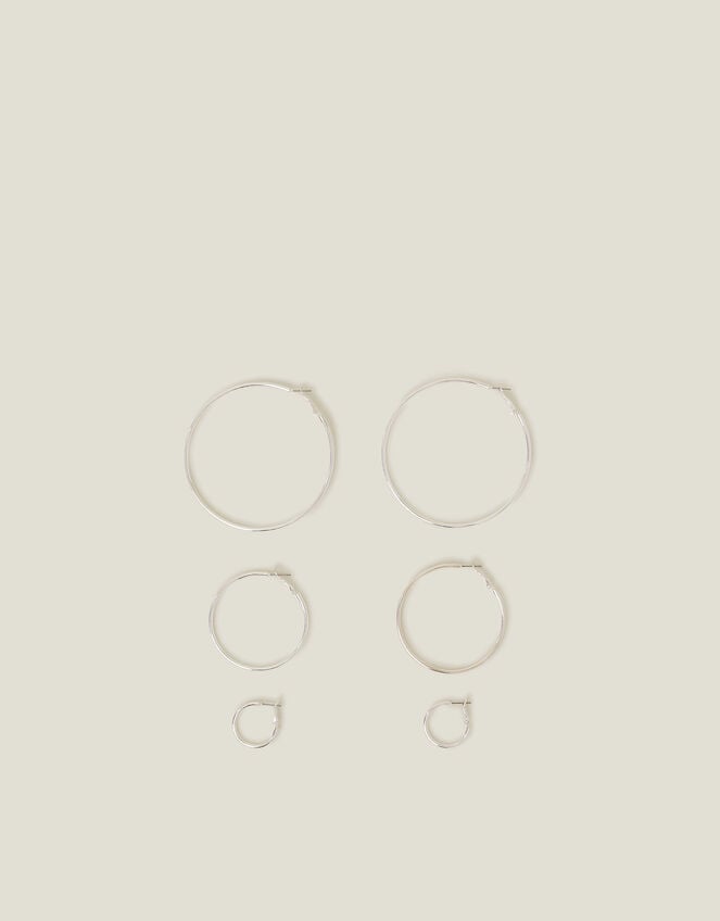3-Pack Hoop Earrings, Silver (SILVER), large