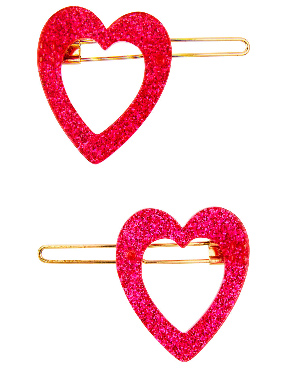 2 Resin Glitter Heart Hair Clips Girls hair accessories Accessorize UK