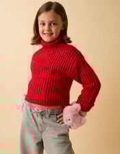 Girls Fluffy Cat Mittens, Pink (PINK), large