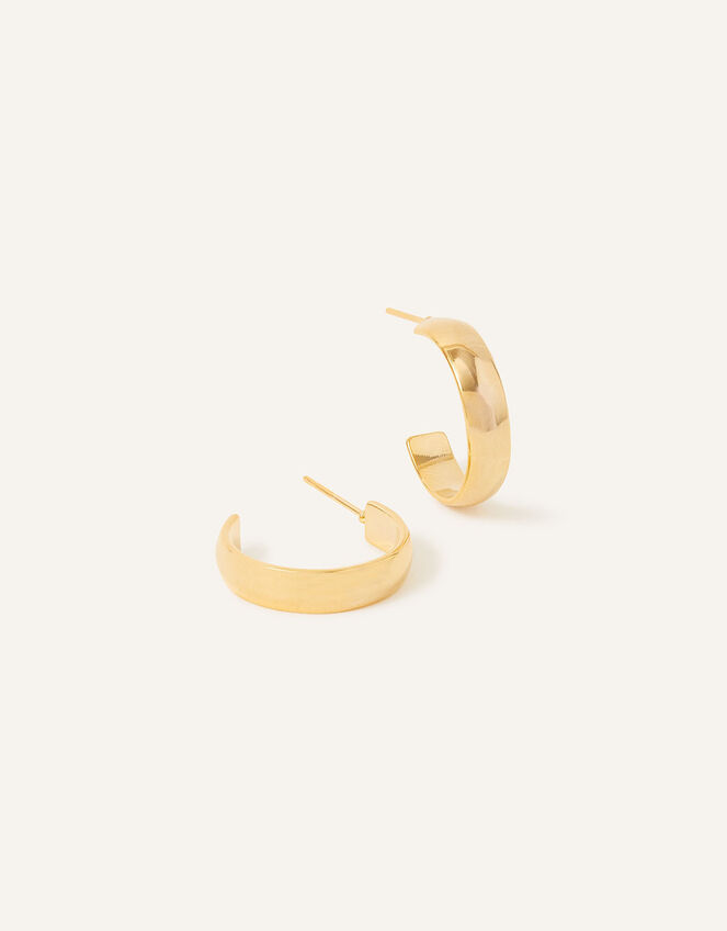 14ct Gold-Plated Small Chunky Hoops, , large