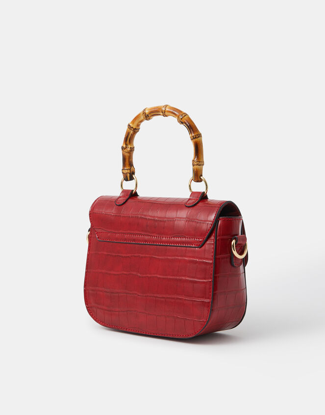 Bamboo Handle Croc Crossbody Bag, , large