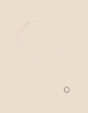 Sterling Silver Punk Circle Pendant Necklace, , large