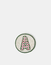 Round Initial Beaded Coaster, Multi (PASTEL MULTI), large