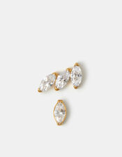 2-Pack 14ct Gold-Plated Titanium Marquise Flatback Earrings, , large