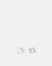 Sterling Silver Large Round Cut Cubic Zirconia Stud Earrings, , large