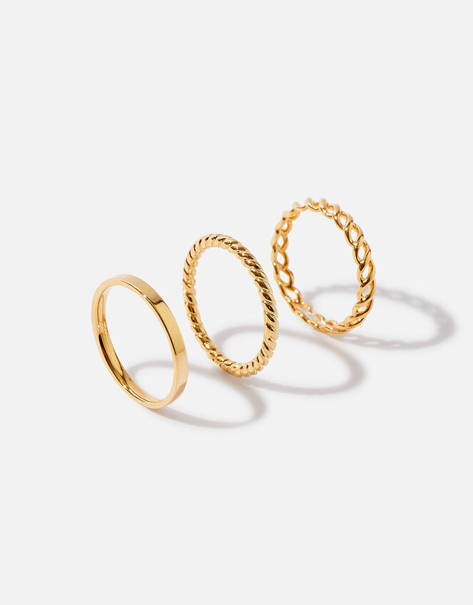 14ct Gold-Plated Band Stacking Rings Set of Three, Gold (GOLD), large