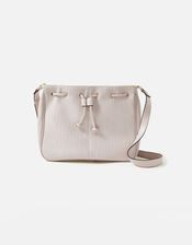 Drawstring Weave Shoulder Bag, Cream (CREAM), large