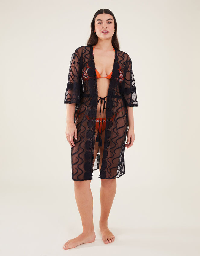 Beach Lace Kimono, Black (BLACK), large