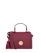 Patent Handheld Bag, Red (BURGUNDY), large