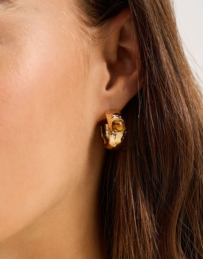 Resin Stone Hoop Earrings, , large