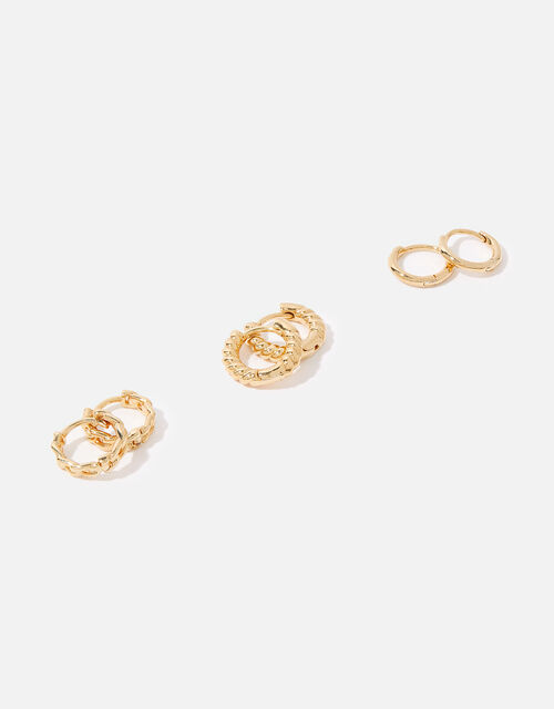 Gold-Plated Mixed Size Hoop Set, , large