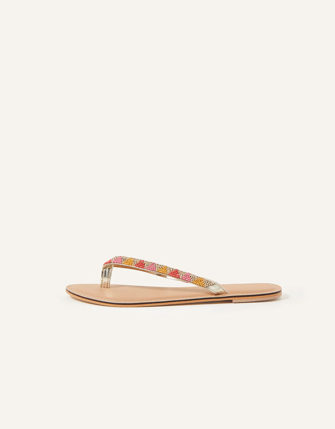 Geometric Beaded Toe-Post Flip Flops, Multi (BRIGHTS-MULTI), large