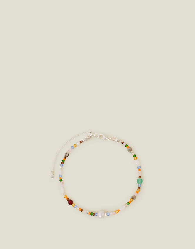 Sterling Silver-Plated Beaded Bracelet, , large