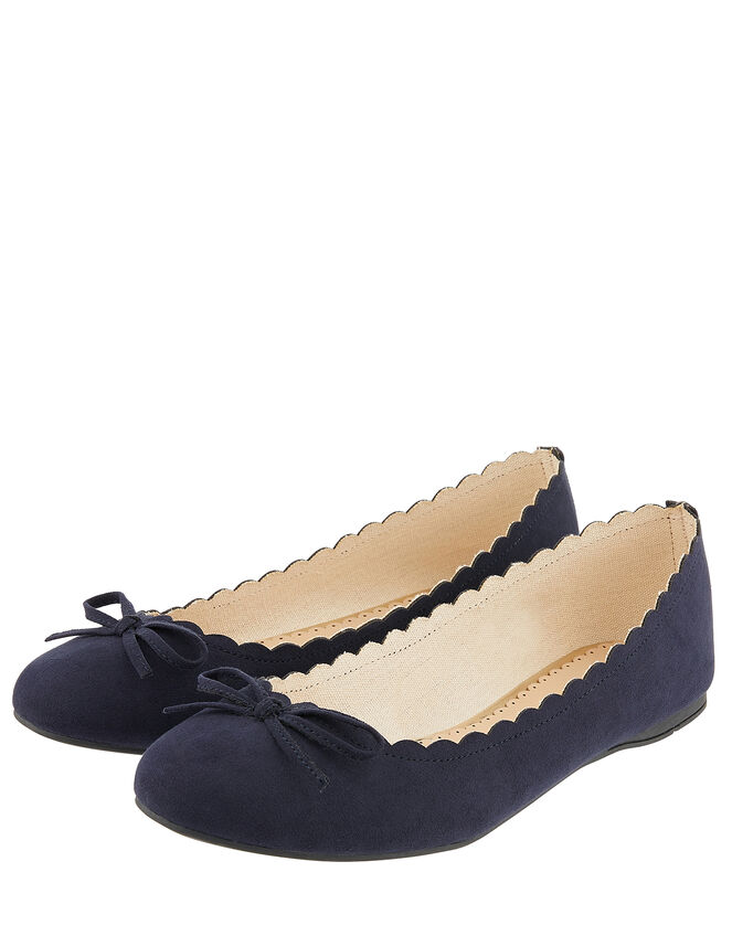 Richmond Scallop Ballerina Flats, Blue (NAVY), large