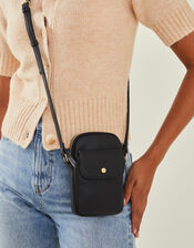 Faux Leather Pocket Phone Bag, Black (BLACK), large