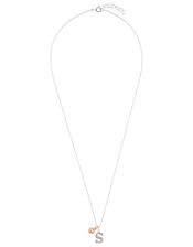 Sterling Silver Initial Necklace with Heart Charm - S, , large