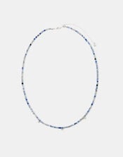 Sterling Silver-Plated Blue Aventurine Beaded Necklace, , large