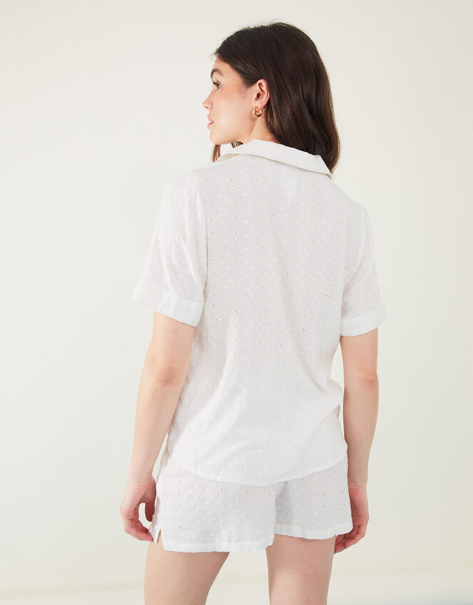Schiffli Button-Through Short Pyjama Set, Ivory (IVORY), large