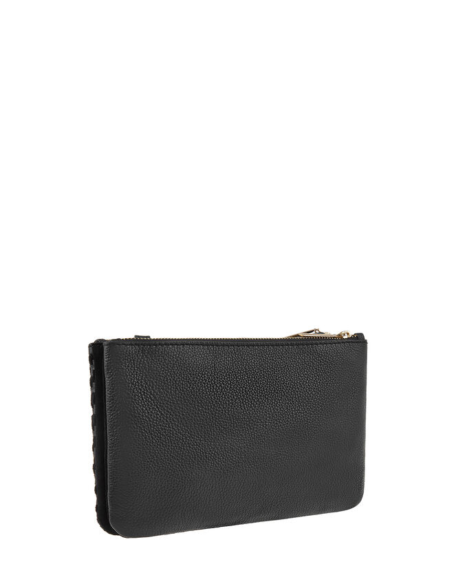 Kristina Woven Leather Cross-Body Bag, Black (BLACK), large