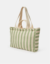 Slogan Stripe Beach Tote Bag, , large