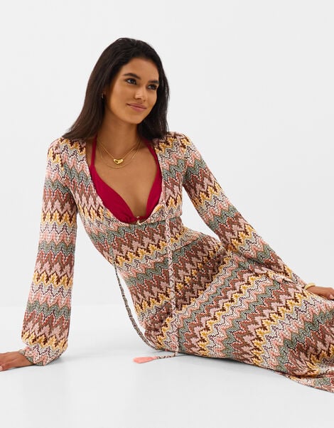 Crochet Maxi Beach Dress, Natural (NEUTRAL), large