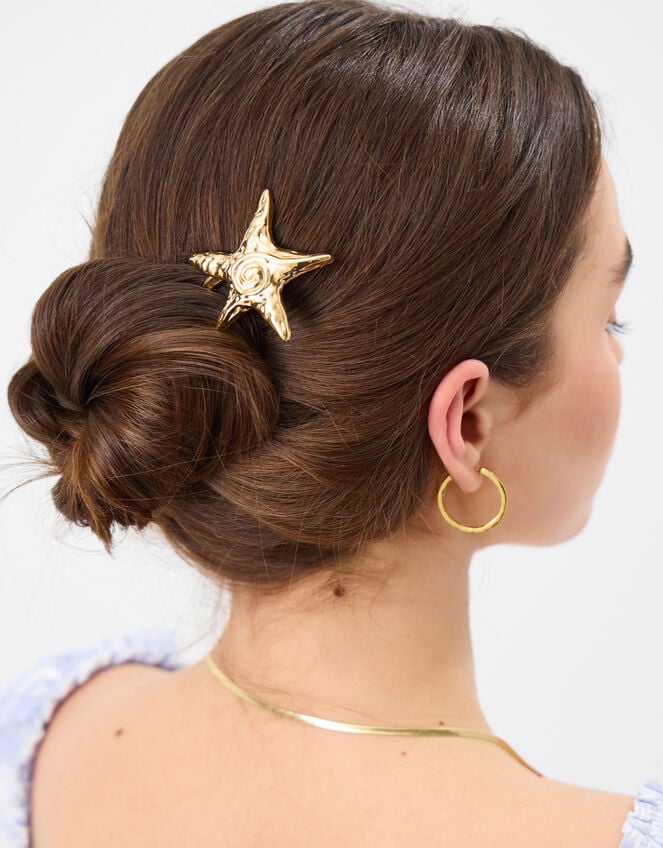 Starfish Metal French Hair Pin, , large