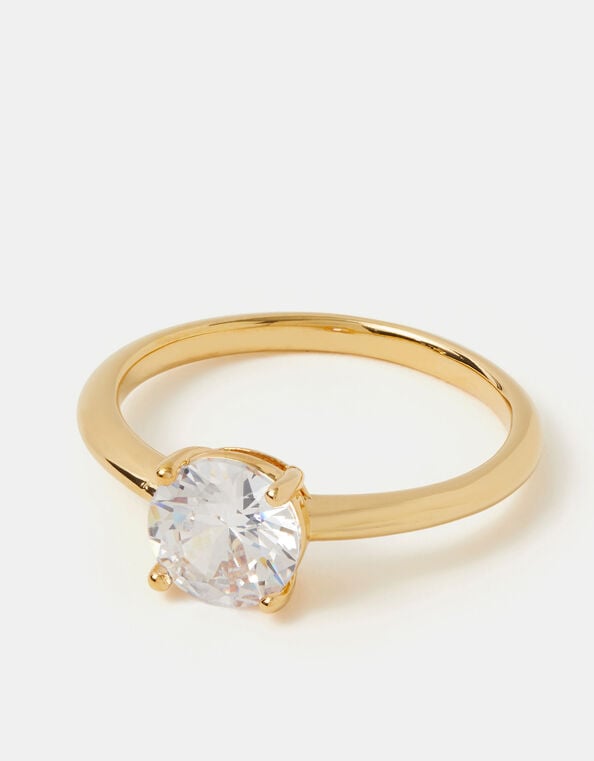 14ct Gold-Plated Solitaire Ring, Gold (GOLD), large