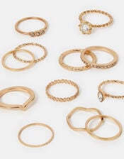 12-Pack Mix Crystal Rings, Gold (GOLD), large