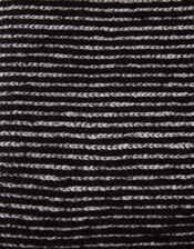 Contrast Rib Knit Scarf, Black (BLACK), large