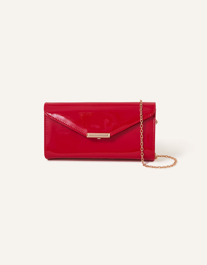 All In Patent Leather Clutch Bag or Shoulder Bag Red